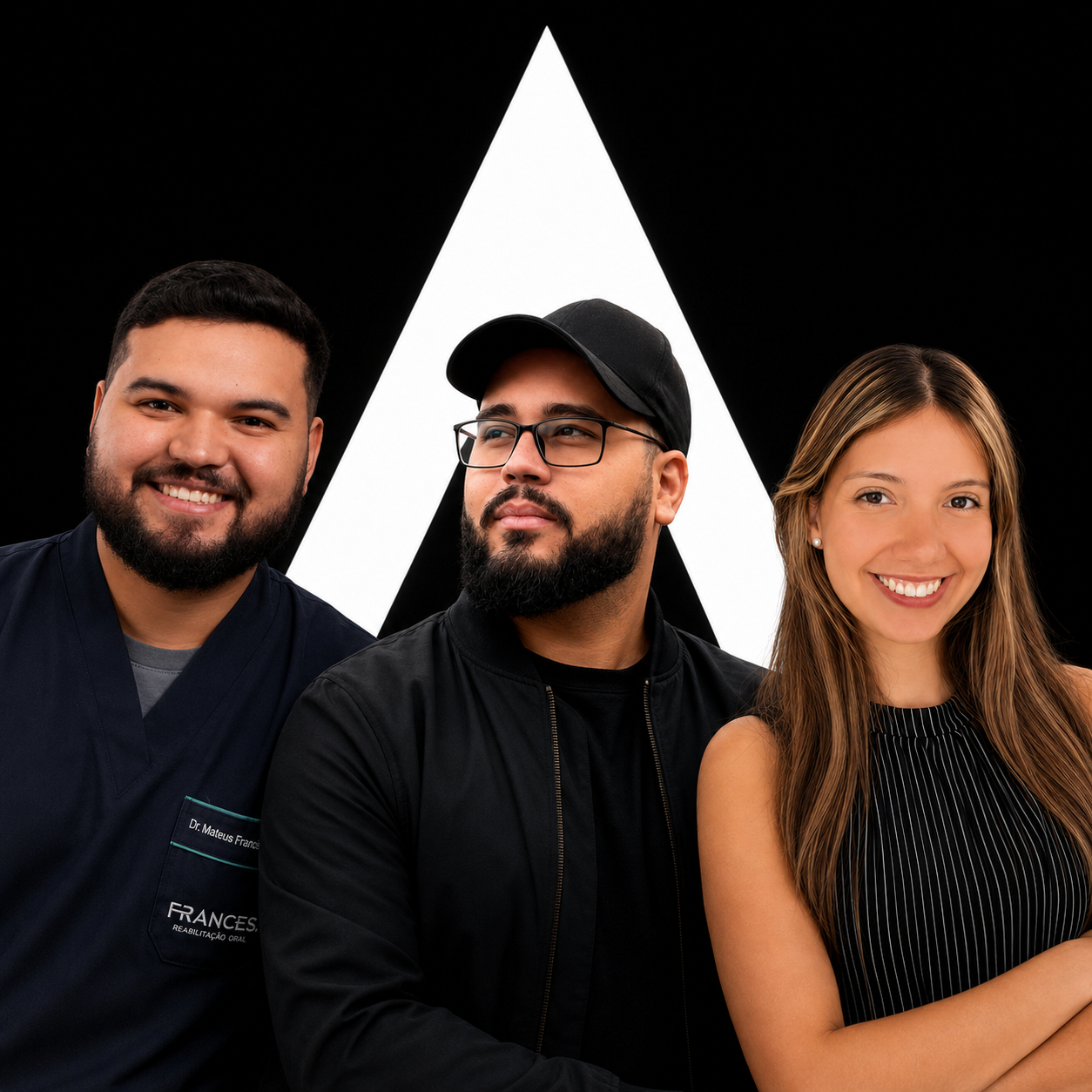 Victor Henryque, Mateus Francês e Pollyana Abreu — sócios fundadores da Astra Digital